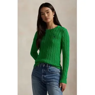 Polo Ralph Lauren für Damen. 211971869011 Grüner Baumwolljersey in Achterstrick (S), Lässig, Baumwolle