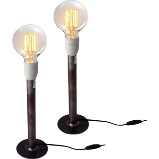 Tischlampen Leonardo aus Eisen, 2er-Set - Schwarz - Silber