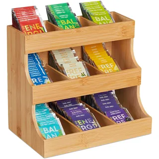 Relaxdays Tee-Organizer, Vorratsbehälter, Braun