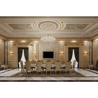 Esszimmer Garnitur Komplettes Set Tisch 10x Stuhl Design Luxus Möbel Tische Neu - Weiß