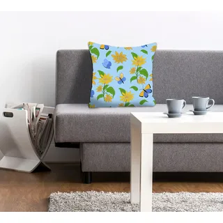 queence Dekokissen »Lova« mit Schmetterlingen und Blumen, bunt