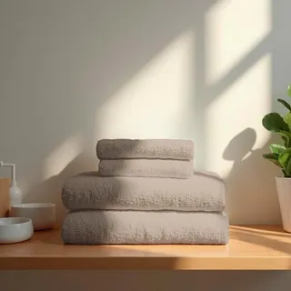 TRAMAS+ 4er-Set Premium Handtücher 700 g, 100% Baumwolle, 2 Handtücher 50x100 cm und 2 Badetücher 70x140 cm, extra weich, schnelltrocknend und sehr saugfähig - Beige