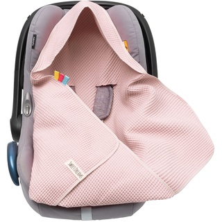 Mikos Einschlagdecke aus Waffelstoff für den Sommer 100% Baumwolle Babydecke für Autositz Kuscheldecke Kinderwagedecke Für Kinderwagen Buggys z.B. Maxi Cosi Rosa Beige 3 Punkt Gurt (38) (Hellrosa)