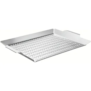 Tramontina Grillschale, rostfreier Edelstahl 18/10, spülmaschinenfest, wiederverwendbar, BBQ Grillpfanne, Perforation für besonderes Grillaroma, für Fisch, 48 x 32 cm