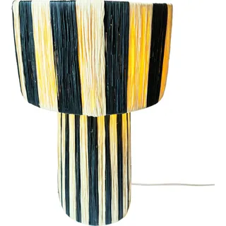 Boho Deko Tischlampe Nachttischlampe Morjana Beige Schwarz