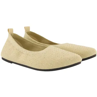 Ulla Popken Damen große Größen Übergrößen Plus Size Strick-Ballerinas, Ziersteine, Wechselfußbett, Weite H Mandel 41 838572607-41