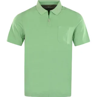 Hajo Shirt Kurzarm-Poloshirt Softknit mit verdecktem Reißverschluss und Brusttasche in Regular Fit - Grün