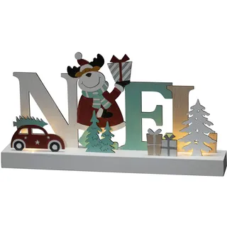Konstsmide LED Holzsilhouette "Noël", bunt, 6H Timer, 4 warm weiße Dioden, batteriebetrieben, Innen, 2 x AA 1.5V (exkl.) - 3275-500