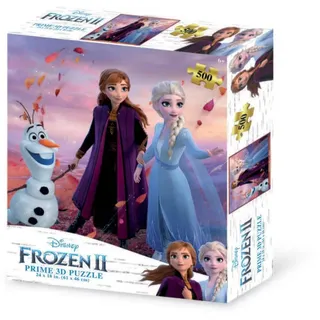 Grandi Giochi - Die Eiskönigin, ELSA, Anna und Olaf II Horizontales Lentikularpuzzle, mit 500 Teilen im Lieferumfang enthalten und Verpackung mit 3D-PUR02000, PUR02000 Effekt