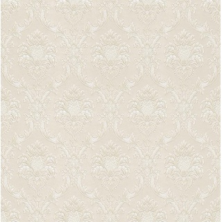 Rasch Tapete 147919 - Helle Papiertapete mit Barock-Muster und Ornamenten - Metallic glänzend