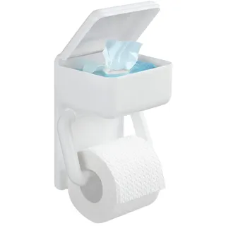 Maximex Toilettenpapierhalter 2 in 1 mit Ablage, für feuchte Toilettentücher,