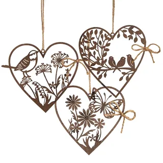 Logbuch-Verlag 3 rostige Metallherzen Ostern Deko Herzen zum Aufhängen Rostbraun Metall Frühling Osterdeko 11,5 cm