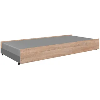 Carryhome Bettkasten , Weiß, Eichefarben , Holzwerkstoff , 94x27x199 cm , Made in Germany , Schlafzimmer, Betten, Bettgestelle- Einzelteile, Bettkästen