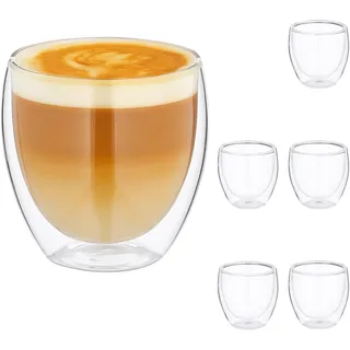 Relaxdays Cappuccino Glas 0,25 l 6-tlg.
