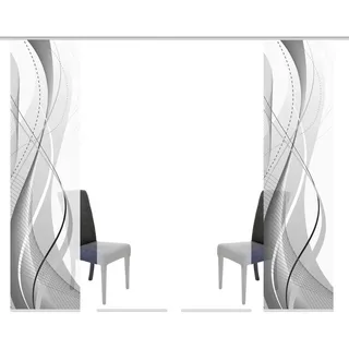 HOME WOHNIDEEN Schiebegardine »WUXi« Klettband 4 Stk. tlg. HxB: 245x60, inkl. Befestigungszubehör, grau