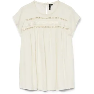 VERO MODA Curve Damen Vmdebbie Pleat S/L Top WVN Ga Curve Noos Bluse, Snow White, 52 Große Größen EU