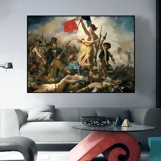 Dittelle Künstler Eugene Delacroix, Freiheit führt das Volk, Poster, Leinwandgemälde, Französische Revolution, Marianne, Wandkunst, Heimdekoration, 70 x 100 cm, rahmenlos