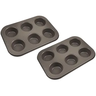 BERGNER BAKING LOVERS - Set von 2 x 6 Cup Muffinformen - Kohlenstoffstahl mit Ilag Essential, PFOA frei, leicht zu reinigen