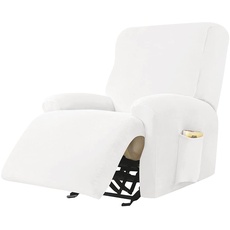 Highdi Stretchhusse für Relaxsessel Komplett Sesselschoner, Stretch Relaxsessel Bezüge 1 Stück - Einfarbig Samt Elastisch Sesselbezug für Fernsehsessel Liege Sessel (Weiß)