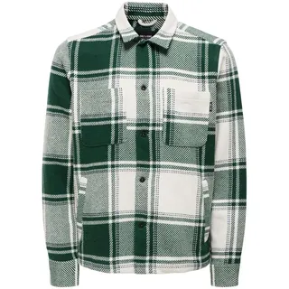 ONLY & SONS Herren ONSMACE OVR LS Check Shirt Langarmhemd, Winter Moss, L