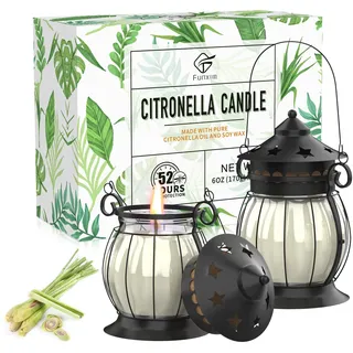 Citronella Kerze, 2 Stücke Citronella Kerze Outdoor im Glas Natürliches Sojawachs, Zitronengras Duftkerzen Retro Dekor - Perfekt für Camping, Grillen, Picknicks, Garten, Schlafzimmer