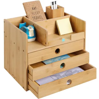 Navaris Schreibtisch Organizer Ablage aus Bambus - 33x26x24cm Ordnungssystem Briefablage aus Holz - für Tisch Büro Schreibtisch - leicht zu reinigen