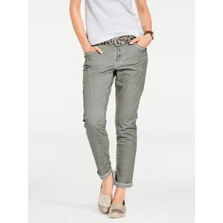 Boyfriend-Hose, Damen, Gr. 48, Normalgrößen, grün (salbei), 97% Baumwolle, 3% Elasthan, Rückseite:95% Baumwolle, 5% Elasthan, RICK CARDONA BY HEINE, unifarben, lang, Hosen Boyfriend-Hose