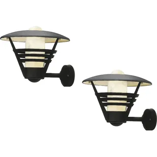 Außenwandleuchte Laterne schwarz, Opalglas, Lampe Hauswand Terrasse, Konstsmide - Schwarz