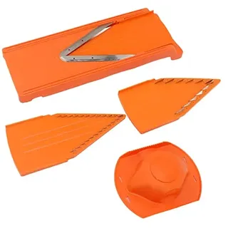Gemüsehobel, Manueller V-Klinge Hobelschneider Kartoffelreibe Gemüseschneider mit Edelstahlklinge V-Hobel für Scheiben, Julienne Streifen, Würfel & Gemüsespaghetti
