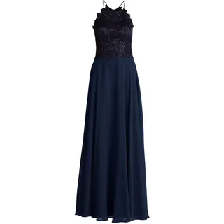 Abendkleid VERA MONT "Abendkleid rückenfrei", Damen, Gr. 46, EURO, blau (night sky), 100% Polyester PES., Kleider Abendkleid