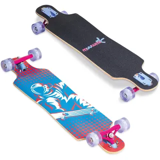 Muuwmi Longboard Compact Space - ABEC 7 Kugellager - mit LED-Leuchtrollen - Deck 83x22cm - max. 100kg