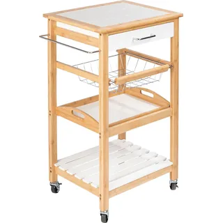 WENKO Regalwagen »Finja« 3 Ablagen, 1 Aufhängemöglichkeit, 1 Korb, 1 Schublade, weiß