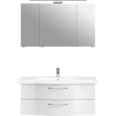 Bild Badmöbel-Set »6005 Sprint Keramik-Waschtisch mit LED-Spiegelschrank, 122 cm breit«, (2 St.), Waschplatz inkl. Türdämpfer, 3 Türen, 2 Schubladen, Waschtisch Set, weiß