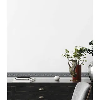 A.S. Création Moderne Bordüre Selbstklebend Schwarz Silber Mäander Metallic 383921 5,00 m x 0,10 m Made in Germany