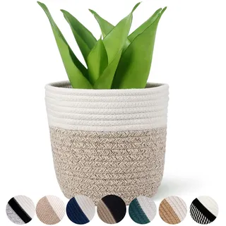 Oradrem SimLim Pflanzkorb aus Baumwollseil, moderner gewebter Korb für 15,2 cm Blumentopf, Boden, Indoor-Pflanzgefäße, rustikale Heimdekoration, Aufbewahrung, Organizer, H 16 x B 16 cm