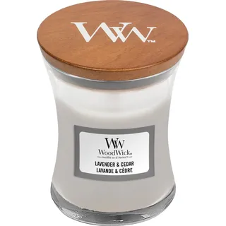 Woodwick Mini Hourglass Lavender & Cedar Duftkerze 85 g grau
