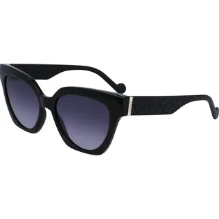 Stylische Damen-Sonnenbrille in Schwarz mit runden Gläsern 55mm - Schwarz