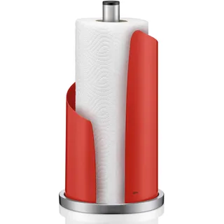 Kela Küchenrollenhalter stehend, für Dicke Rollen, Küchenpapierhalter 32 cm hoch, Stella, Edelstahl/Metall rot