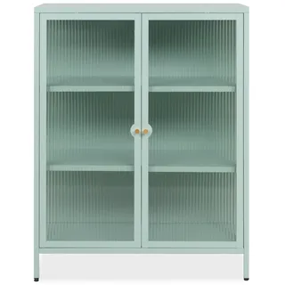 CALICOSY - Sideboard 2 Glastüren und Regale aus Metall B80 cm - MILTON - Grün