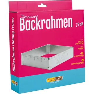 Dekoback GmbH DECOCINO Backrahmen – ausziehbar – Edelstahl Kuchenform, 5 cm hoch – ideal zum Backen, Formen & Schichten von Geburtstags-Kuchen, Hochzeits-Torten, Silber, 34525