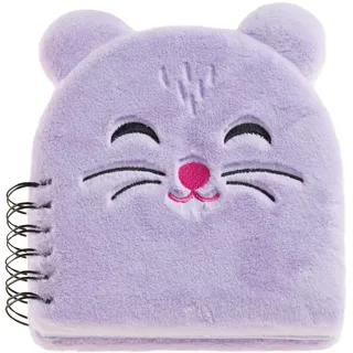 Back2Fun Plüsch-Notizbuch mit weicher Textur, Einband aus Polyester mit weicher Textur, Spiralblock, gestickte Details, 80 linierte Blätter (80 g/m2), 160 x 160 mm, Hamster-Design