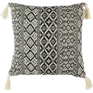 HOME DECO FACTORY Ethno-Kissen mit Quasten aus Baumwolle 40x40 cm Beige