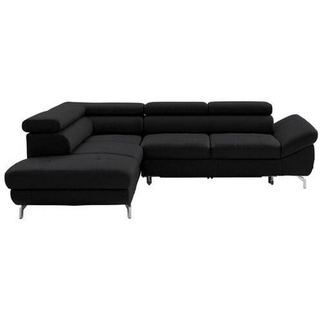 Novel Ecksofa , Schwarz , Leder , Echtleder , Rindleder , Uni , Ottomane links, L-Form , 270x220 cm , Lederauswahl, seitenverkehrt erhältlich, Schlafen auf Sitzhöhe, Hocker erhältlich , Wohnzimmer, Sofas & Couches, Wohnlandschaften, Ecksofas