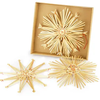 4X Strohsterne XXL Ø 20 cm Christbaumschmuck groß zu Weihnachten I optimale Weihnachtsbaumanhänger schöner Baumschmuck für Ihren Weihnachtsbaum aus Stroh
