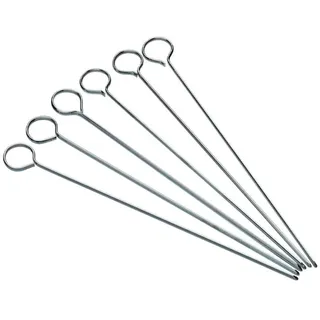 Kitchen Craft 6er Set Kebab Spieße, Edelstahl, abgeflachte Seiten, Fleischspieße, 20 cm, KCSKEWER20, Silber