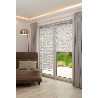 K-Home Klemmfix Doppelrollo Madrid ohne Bohren Stein Taupe Bedruckt 50 x 150 cm (B x L)