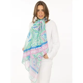Modeschal ZWILLINGSHERZ "Paisley", Damen, mint, Kunstfaser, Modetücher Modeschal, transparent, aquarell Print, Schriftzug