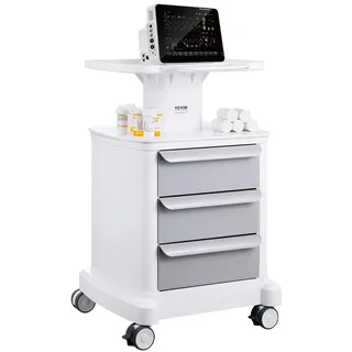 Vevor Laborwagen Medizinwagen mit 3 Schubladen und 1 oberer Ablage, Rollbarer Laborwagen ABS-Material, 50 kg belastbarer Servierwagen Medizinischer Wagen für Labor, Klinik, Krankenhaus, Salon, weiß
