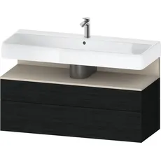 Duravit Qatego Waschtischunterbau, 1 Auszug und 1 Schublade, 1190x470x590mm, Nische Taupe Supermatt, QA4396083, Farbe: Eiche Schwarz/mit Nischenbeleuchtung