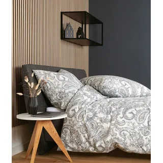 JANINE Feinbiber Bettwäsche Davos 65152 silber taupe Größe 155x220+80x80 | grau